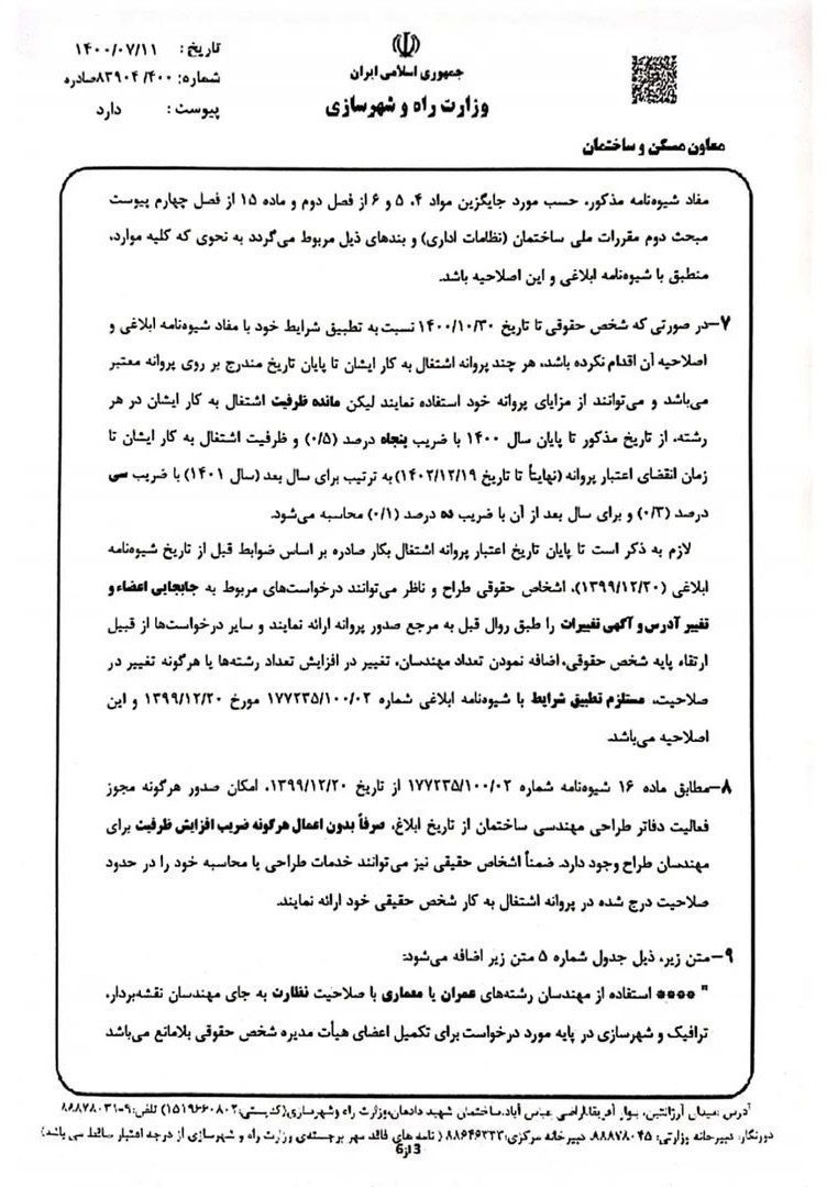 شیوه نامه تشخیص صلاحیت اشخاص حقوقی طراح و ناظر